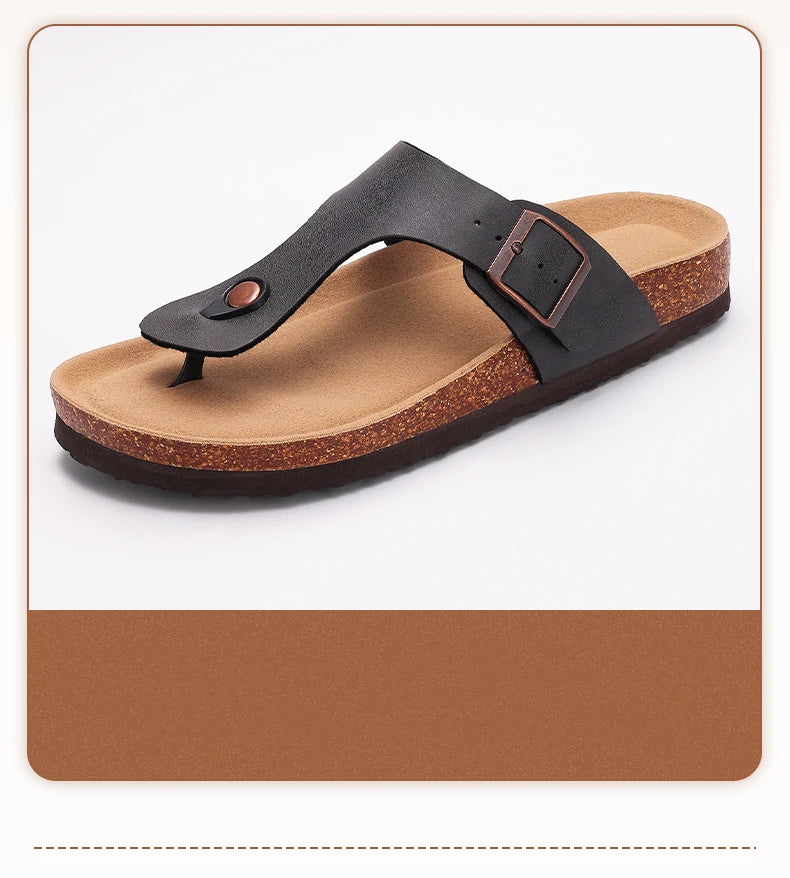 Chanclas de Corcho para Mujer CRACOMIN, Sandalias Planas de Corcho Suave, Chanclas de Playa de Moda de Verano, Sandalias Unisex Cómodas para el Hogar