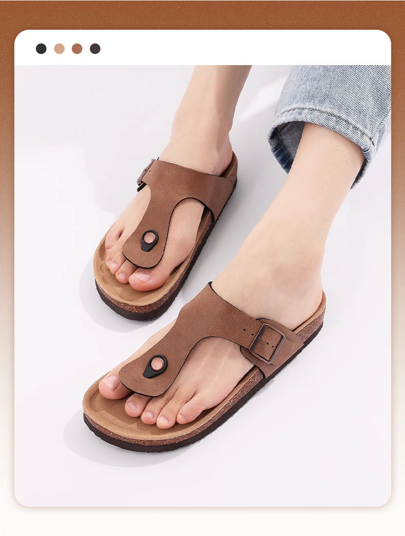 Chanclas de Corcho para Mujer CRACOMIN, Sandalias Planas de Corcho Suave, Chanclas de Playa de Moda de Verano, Sandalias Unisex Cómodas para el Hogar