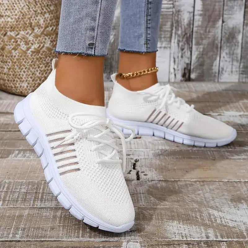 Zapatos informales amarillos de verano, zapatos planos para mujer, zapatillas de deporte de punto de malla transpirable, zapatos de tenis para mujer, zapatos ligeros para correr, zapatos de mujer