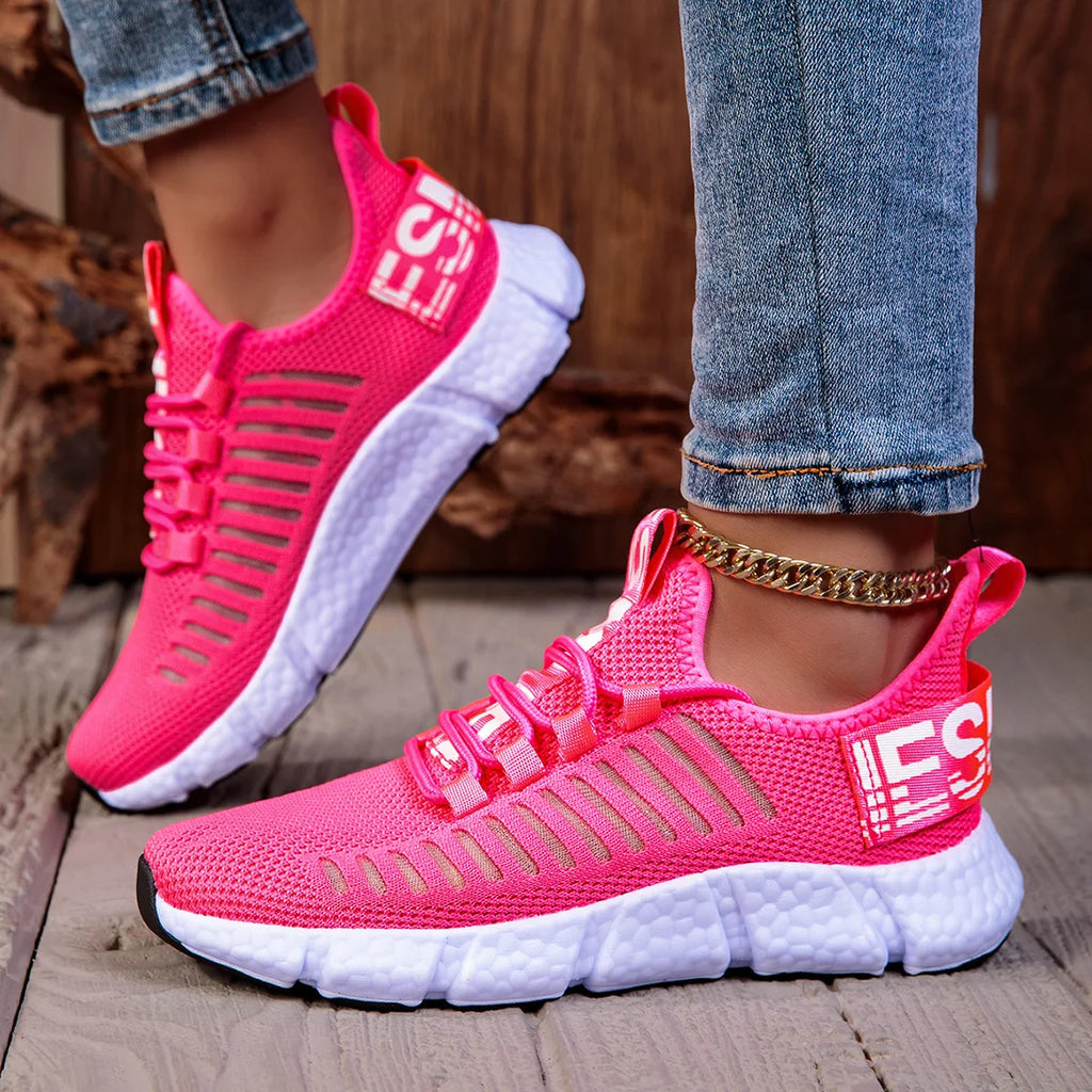 Zapatos informales amarillos de verano, zapatos planos para mujer, zapatillas de deporte de punto de malla transpirable, zapatos de tenis para mujer, zapatos ligeros para correr, zapatos de mujer