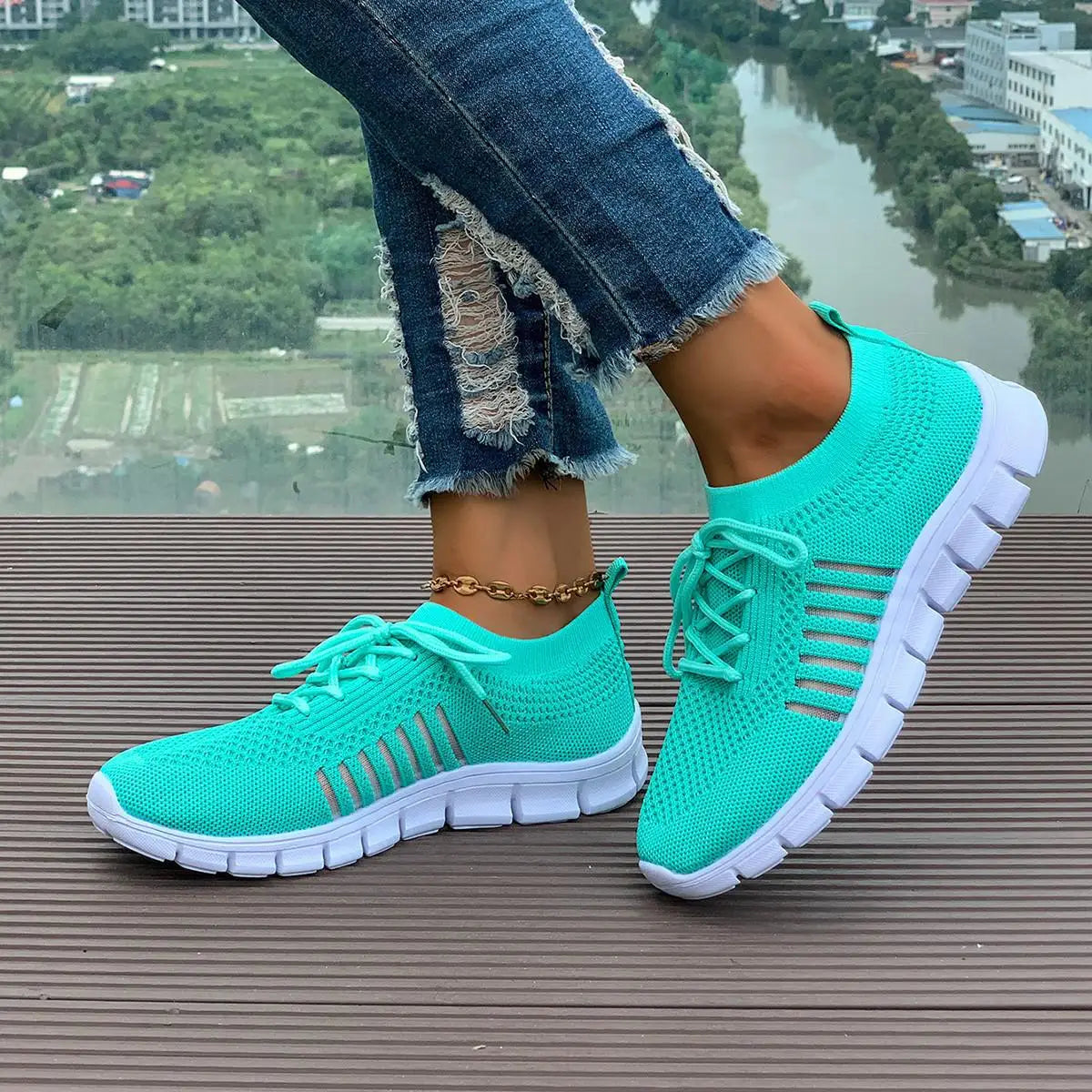 Zapatos informales amarillos de verano, zapatos planos para mujer, zapatillas de deporte de punto de malla transpirable, zapatos de tenis para mujer, zapatos ligeros para correr, zapatos de mujer