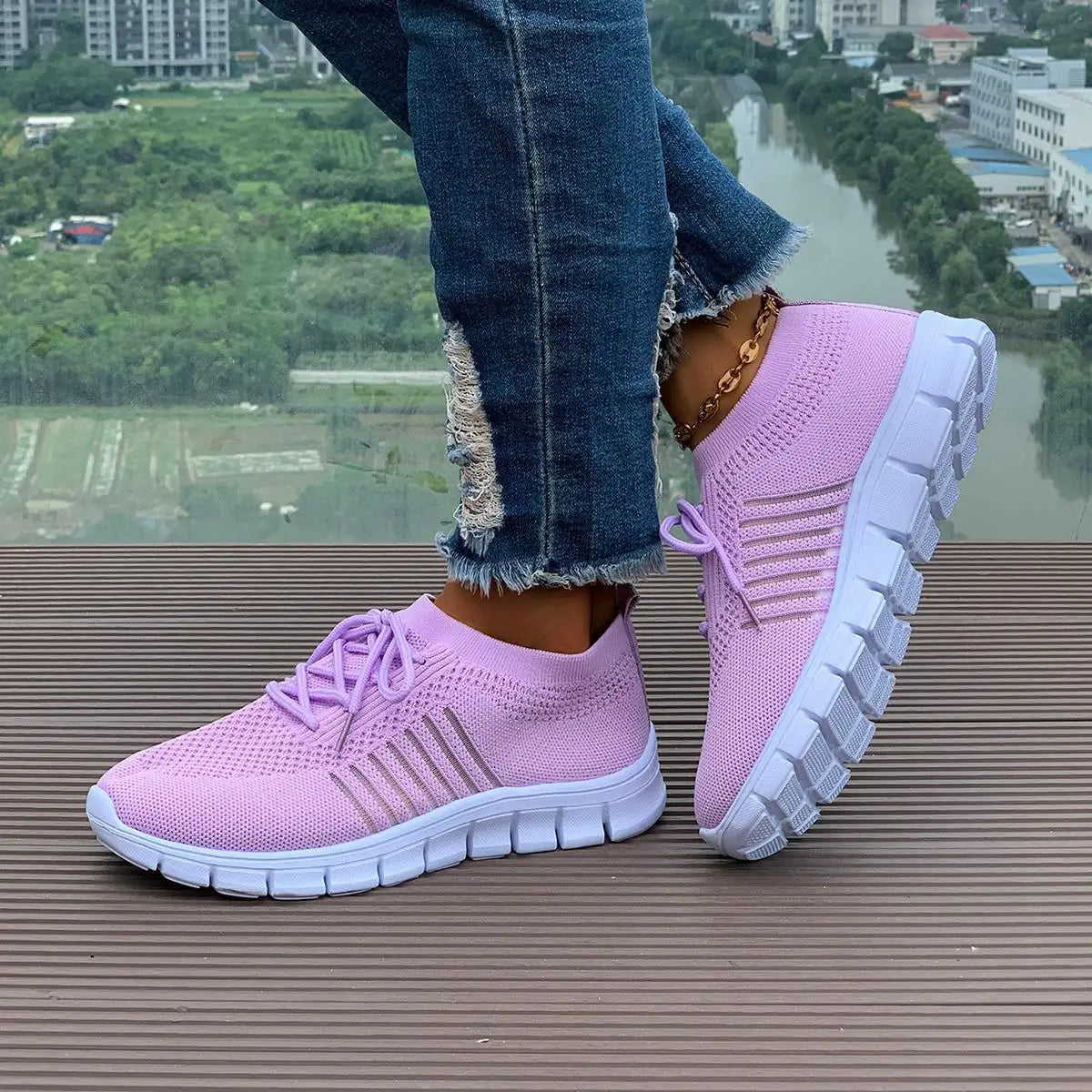 Zapatos informales amarillos de verano, zapatos planos para mujer, zapatillas de deporte de punto de malla transpirable, zapatos de tenis para mujer, zapatos ligeros para correr, zapatos de mujer
