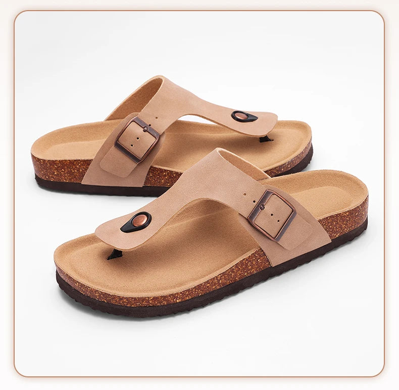 Chanclas de Corcho para Mujer CRACOMIN, Sandalias Planas de Corcho Suave, Chanclas de Playa de Moda de Verano, Sandalias Unisex Cómodas para el Hogar