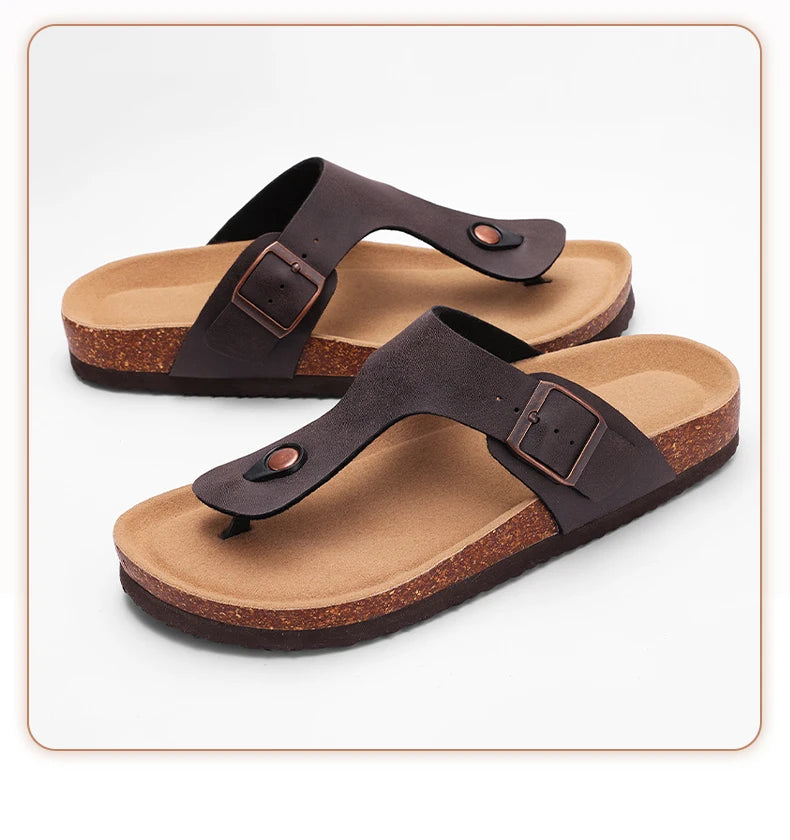 Chanclas de Corcho para Mujer CRACOMIN, Sandalias Planas de Corcho Suave, Chanclas de Playa de Moda de Verano, Sandalias Unisex Cómodas para el Hogar