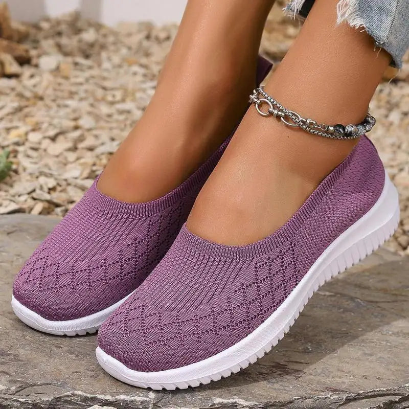Zapatos informales amarillos de verano, zapatos planos para mujer, zapatillas de deporte de punto de malla transpirable, zapatos de tenis para mujer, zapatos ligeros para correr, zapatos de mujer