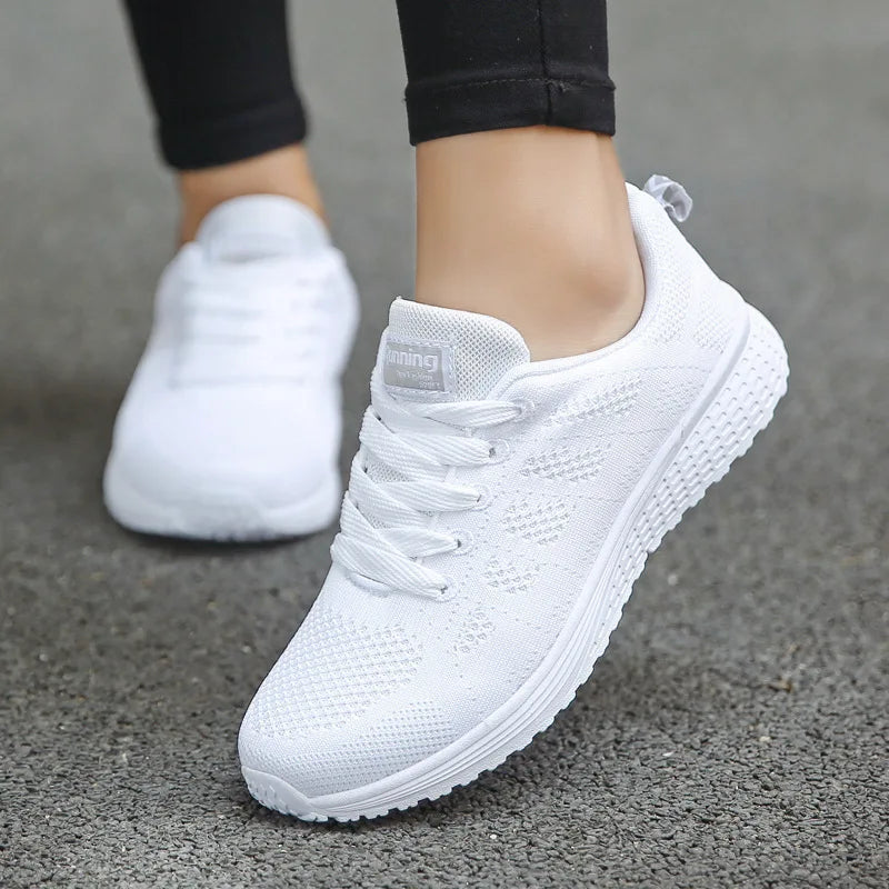 Zapatos informales amarillos de verano, zapatos planos para mujer, zapatillas de deporte de punto de malla transpirable, zapatos de tenis para mujer, zapatos ligeros para correr, zapatos de mujer