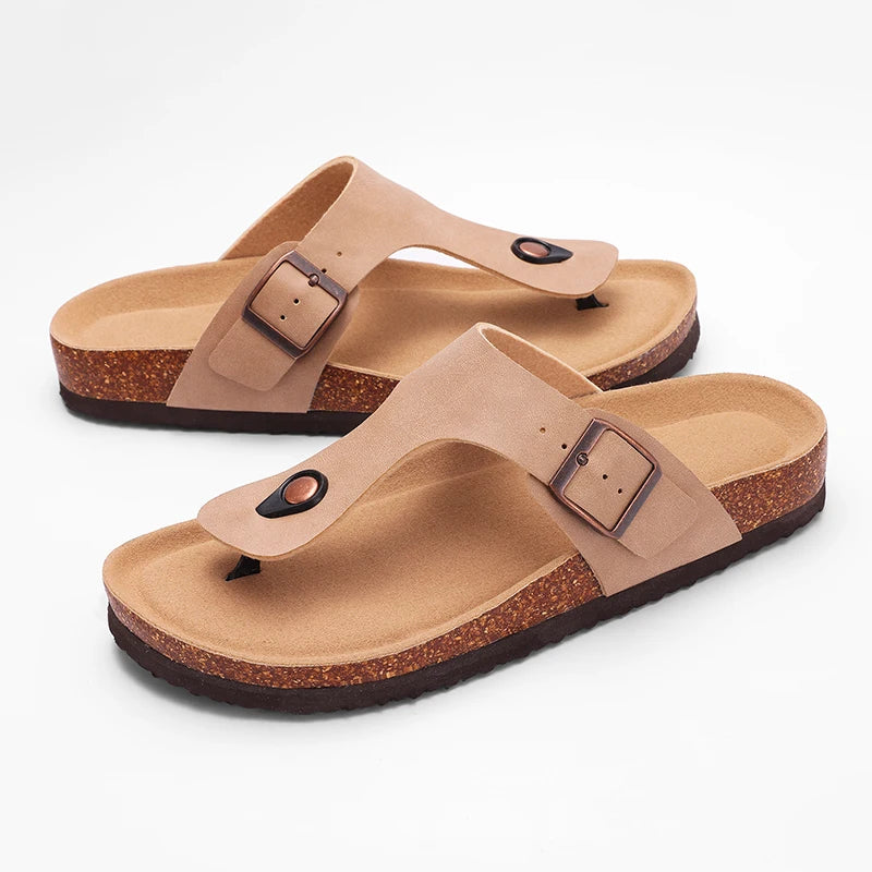 Chanclas de Corcho para Mujer CRACOMIN, Sandalias Planas de Corcho Suave, Chanclas de Playa de Moda de Verano, Sandalias Unisex Cómodas para el Hogar