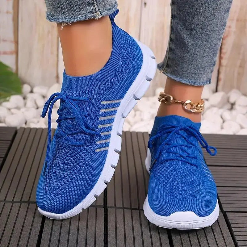 Zapatos informales amarillos de verano, zapatos planos para mujer, zapatillas de deporte de punto de malla transpirable, zapatos de tenis para mujer, zapatos ligeros para correr, zapatos de mujer