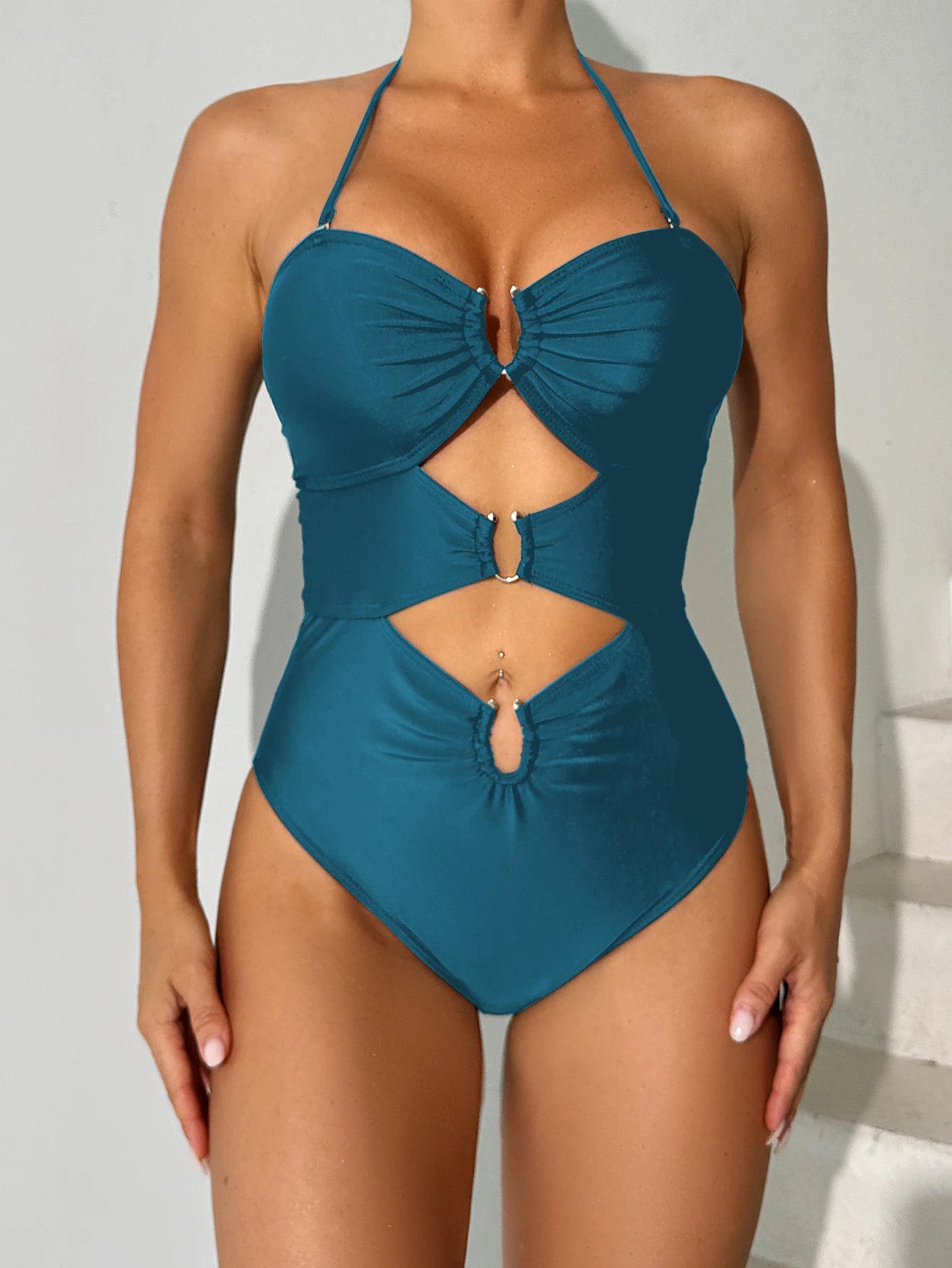 Traje de Baño 2026 con Tirantes Cruzados, Sexy, con Aberturas, para Mujer
