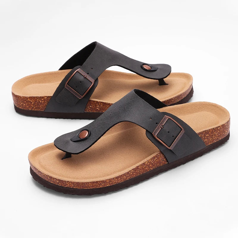 Chanclas de Corcho para Mujer CRACOMIN, Sandalias Planas de Corcho Suave, Chanclas de Playa de Moda de Verano, Sandalias Unisex Cómodas para el Hogar