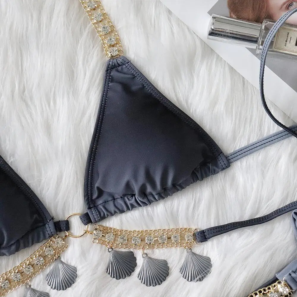 Bikini con tiras sexys y estampado degradado para mujer, modelo 2026