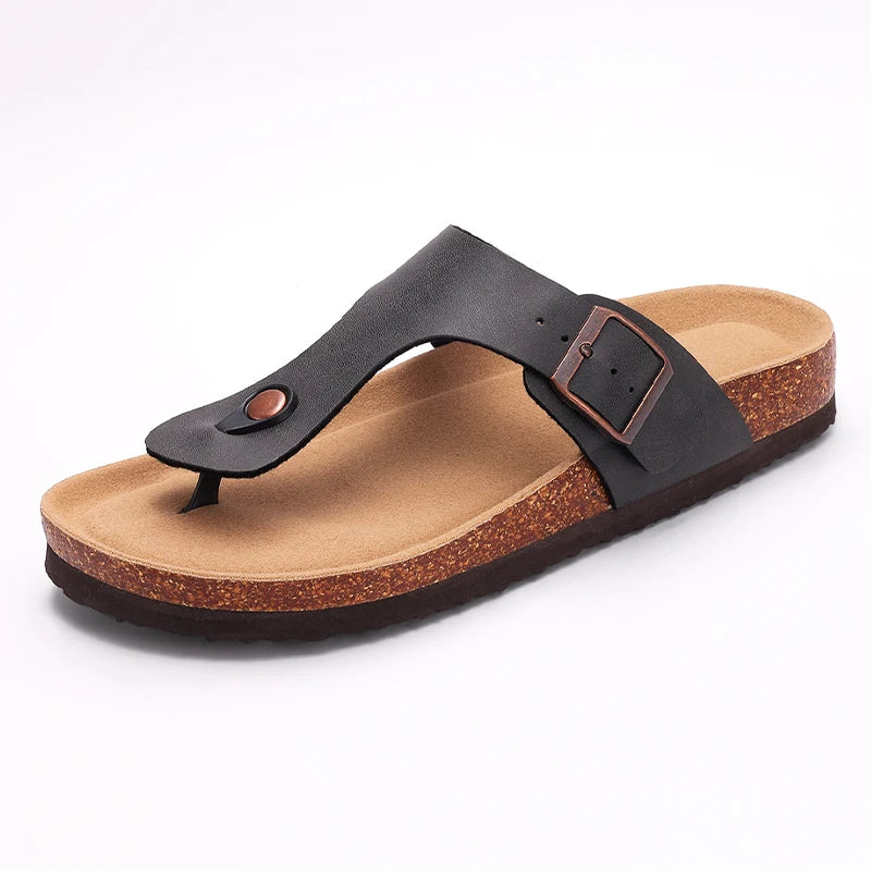 Chanclas de Corcho para Mujer CRACOMIN, Sandalias Planas de Corcho Suave, Chanclas de Playa de Moda de Verano, Sandalias Unisex Cómodas para el Hogar
