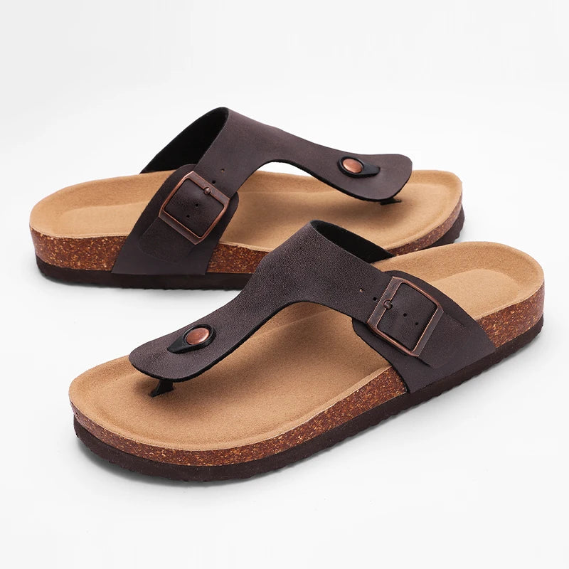 Chanclas de Corcho para Mujer CRACOMIN, Sandalias Planas de Corcho Suave, Chanclas de Playa de Moda de Verano, Sandalias Unisex Cómodas para el Hogar