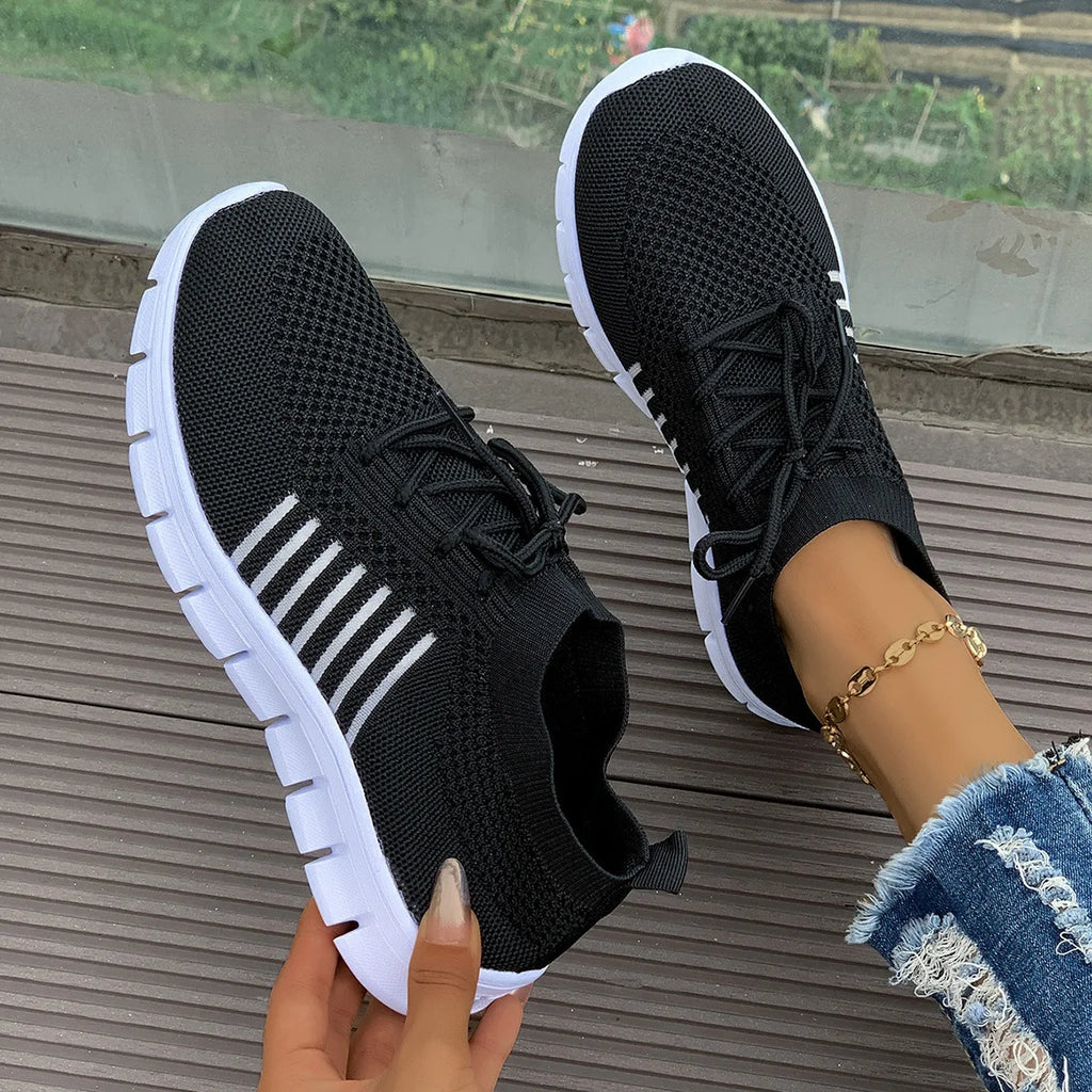 Zapatos informales amarillos de verano, zapatos planos para mujer, zapatillas de deporte de punto de malla transpirable, zapatos de tenis para mujer, zapatos ligeros para correr, zapatos de mujer