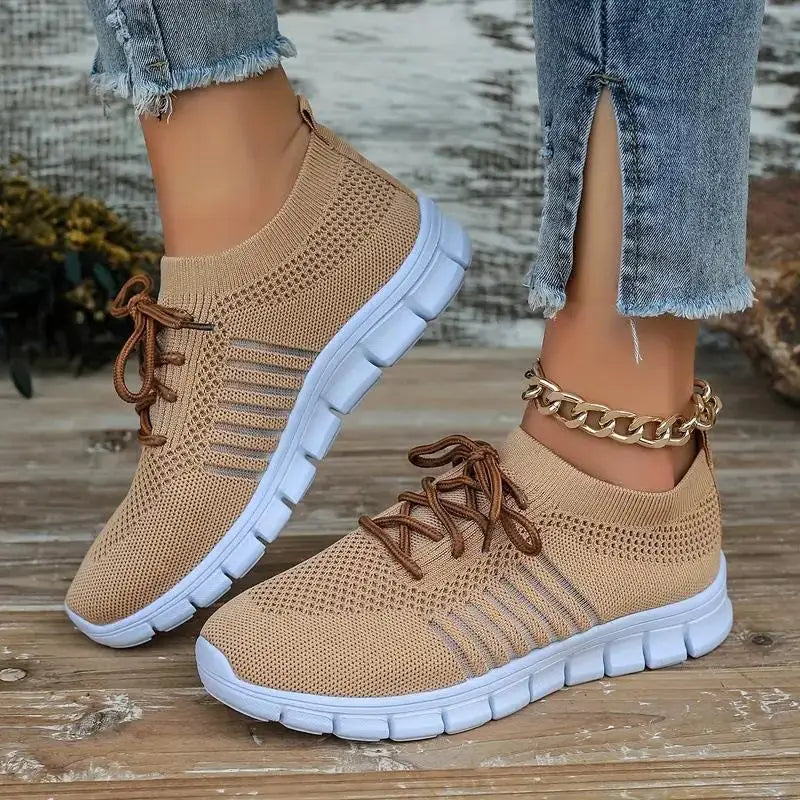 Zapatos informales amarillos de verano, zapatos planos para mujer, zapatillas de deporte de punto de malla transpirable, zapatos de tenis para mujer, zapatos ligeros para correr, zapatos de mujer