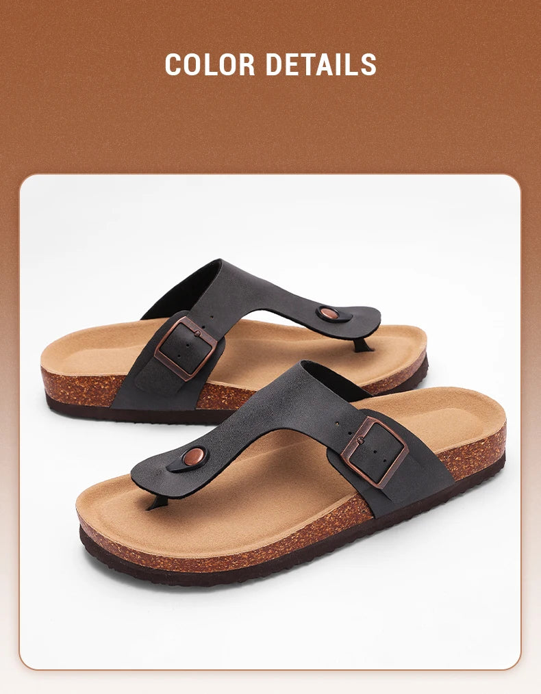 Chanclas de Corcho para Mujer CRACOMIN, Sandalias Planas de Corcho Suave, Chanclas de Playa de Moda de Verano, Sandalias Unisex Cómodas para el Hogar