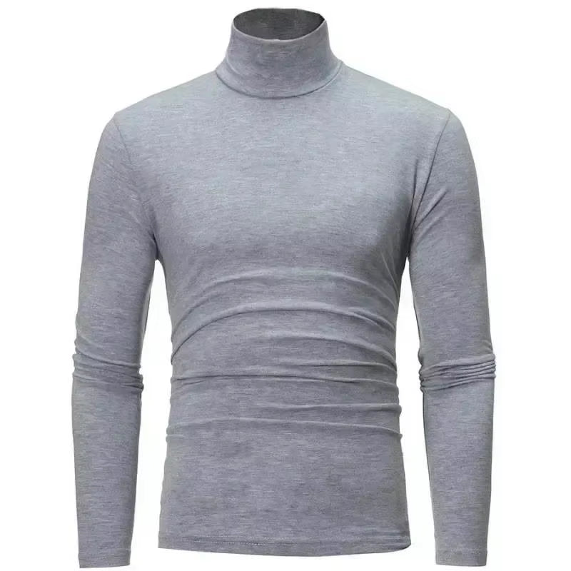 New Thermal Underwear Tops Men'S Casual Slim Turtleneck Bottom Shirt Long Sleeve Basic Tops Autumn Pullover Mock Neck Undershirt