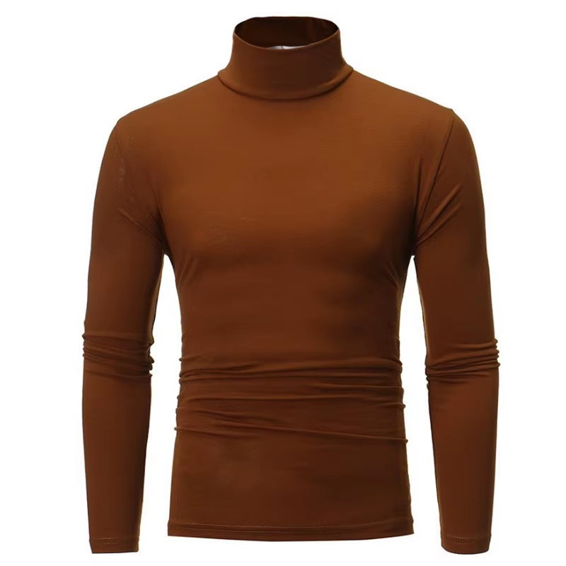 New Thermal Underwear Tops Men'S Casual Slim Turtleneck Bottom Shirt Long Sleeve Basic Tops Autumn Pullover Mock Neck Undershirt