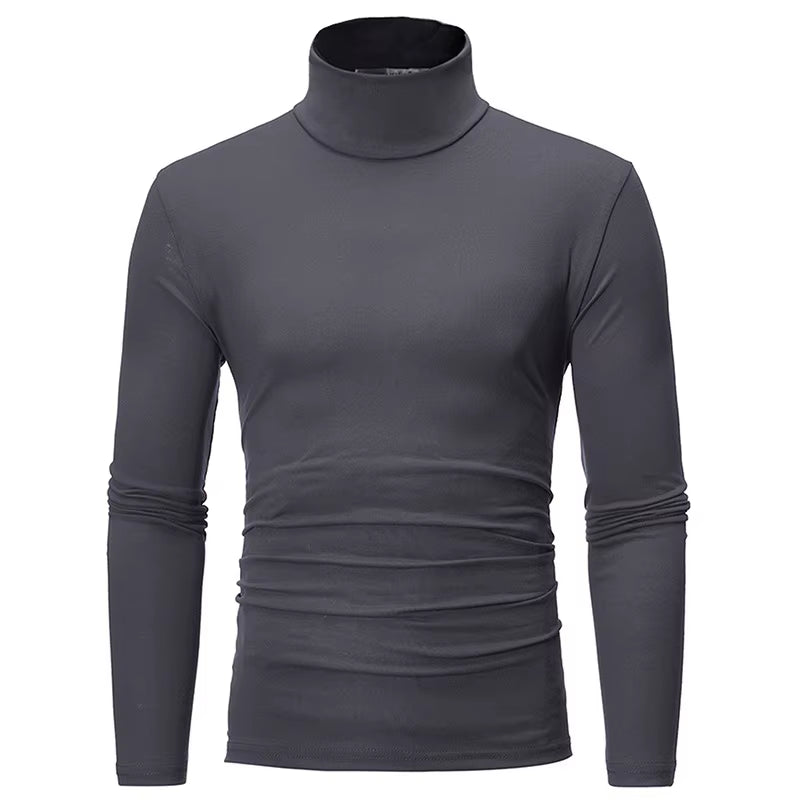 New Thermal Underwear Tops Men'S Casual Slim Turtleneck Bottom Shirt Long Sleeve Basic Tops Autumn Pullover Mock Neck Undershirt