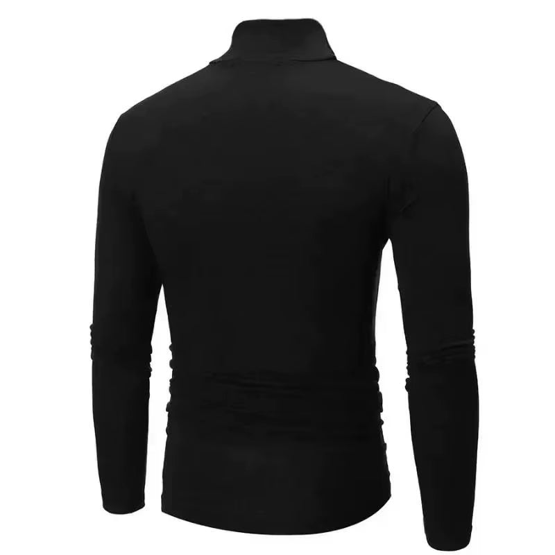 New Thermal Underwear Tops Men'S Casual Slim Turtleneck Bottom Shirt Long Sleeve Basic Tops Autumn Pullover Mock Neck Undershirt