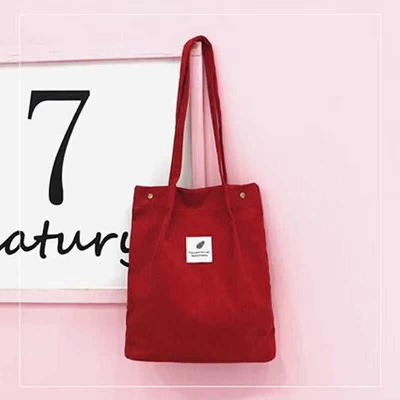 New Women Handbags Corduroy Shoulder Bags Reusable Large Capacity Shopping Bags Casual Portable Bolsas Feminina Dropshipping